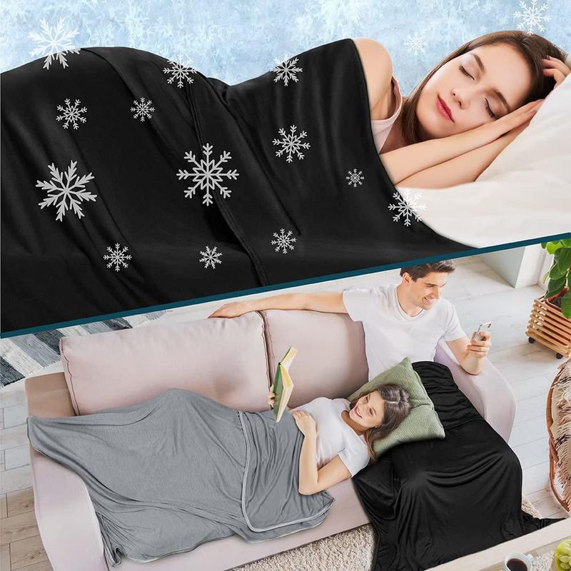 Manta PAVILIA Refrescante 152 × 152 cm Negra – Ideal para Dormir con Calor
