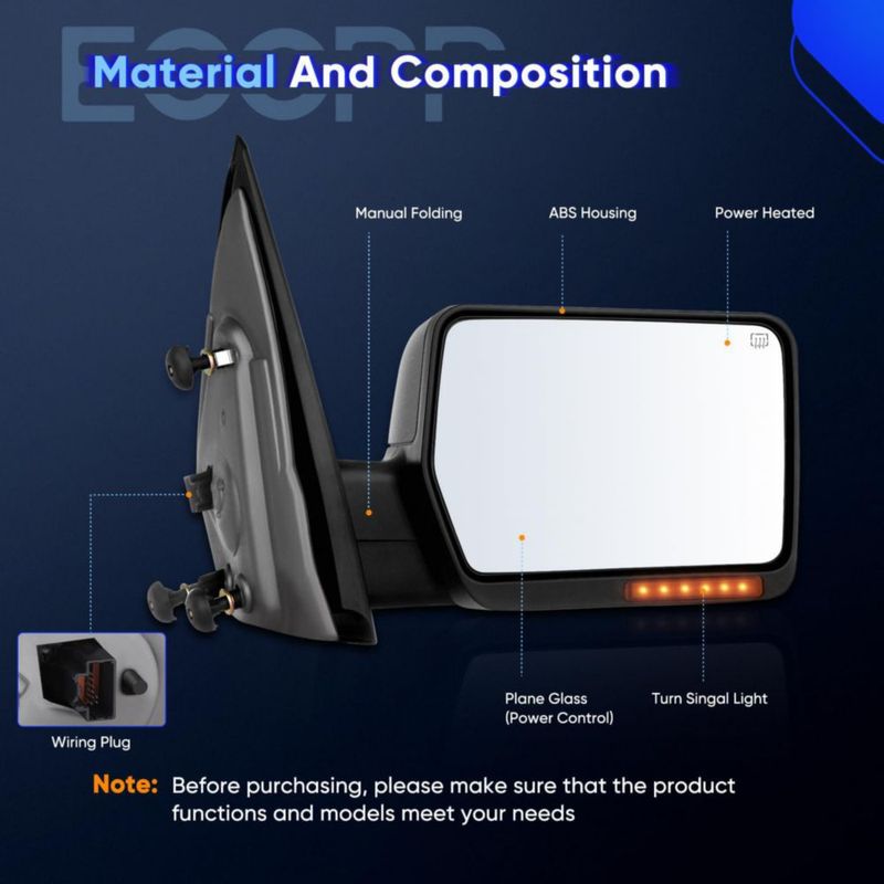 Par de Espejos de Remolque ECCPP para Ford F-150 2004-2006 con LED