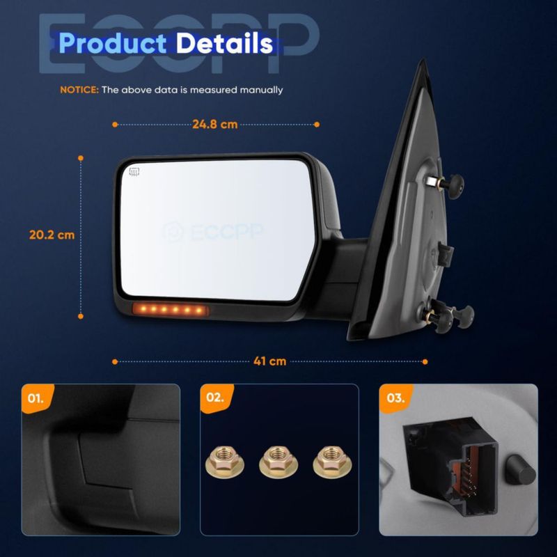 Par de Espejos de Remolque ECCPP para Ford F-150 2004-2006 con LED