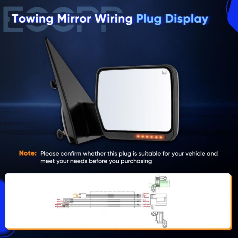 Par de Espejos de Remolque ECCPP para Ford F-150 2004-2006 con LED