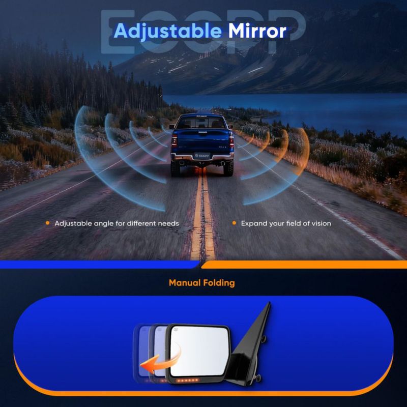 Par de Espejos de Remolque ECCPP para Ford F-150 2004-2006 con LED