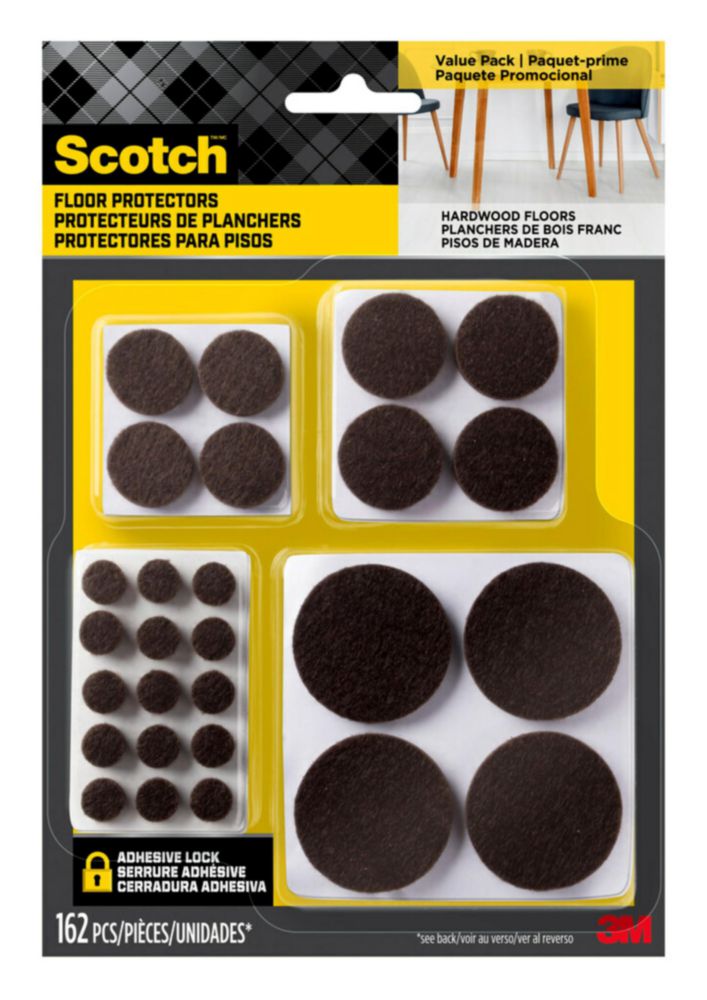 Almohadillas de fieltro Scotch 162 unidades tamaños variados color marrón