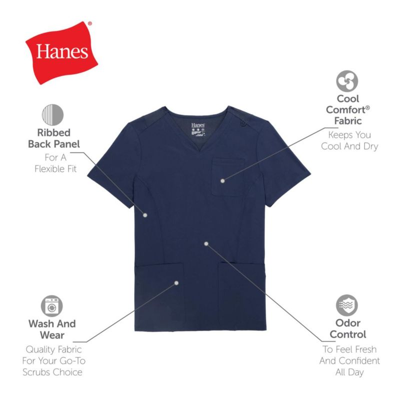 BLUSA Hanes 2X EE. UU. Ébano de absorción de humedad y elasticidad para profesionales de la salud