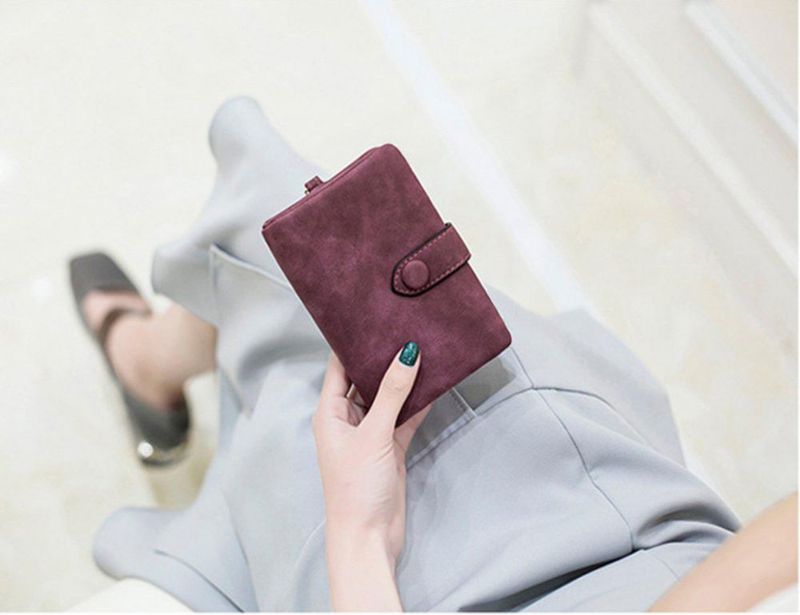 Cartera YOTOO RFID de Cuero Mediana Morada para Mujer con Correa de Muñeca