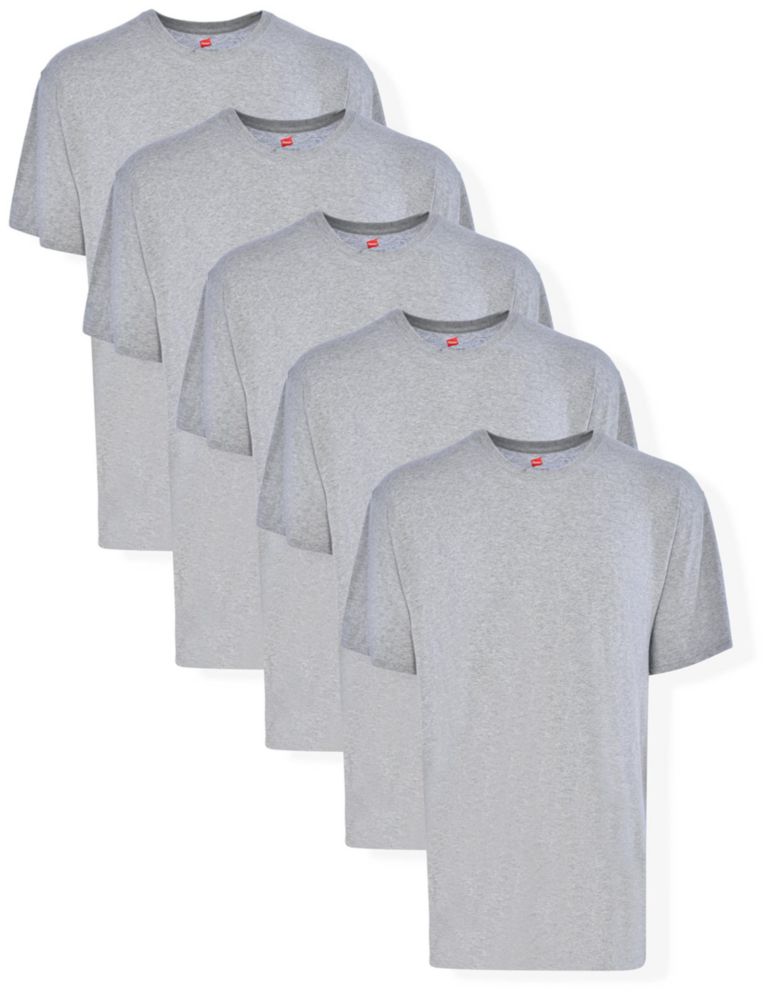 Camiseta Hanes XXL Gris Pack de 5 Algodón sin etiqueta