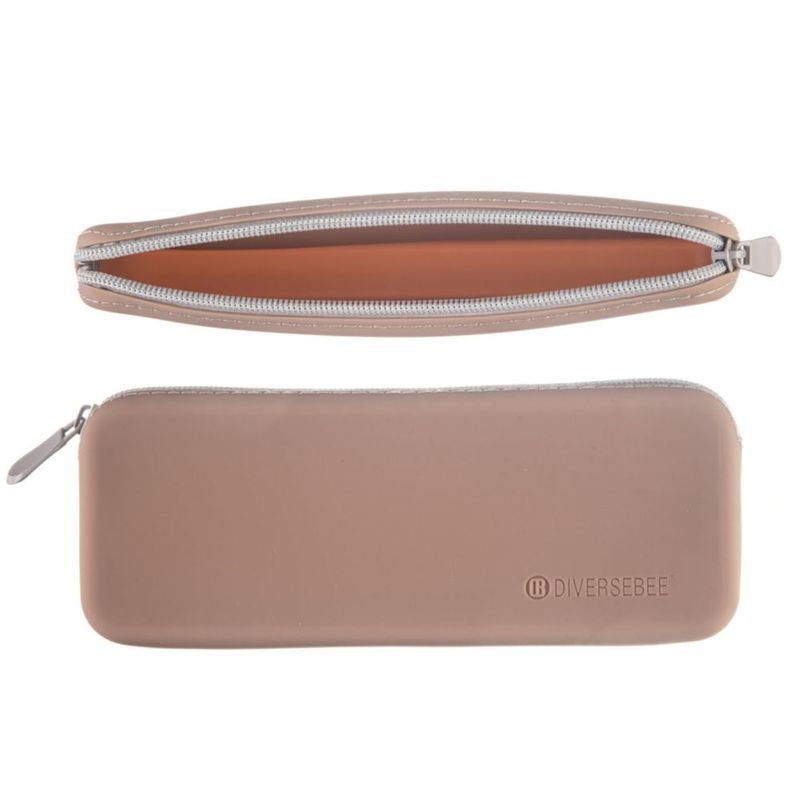 Estuche de lápices DIVERSEBEE de silicona suave 20 × 7 cm color almendra
