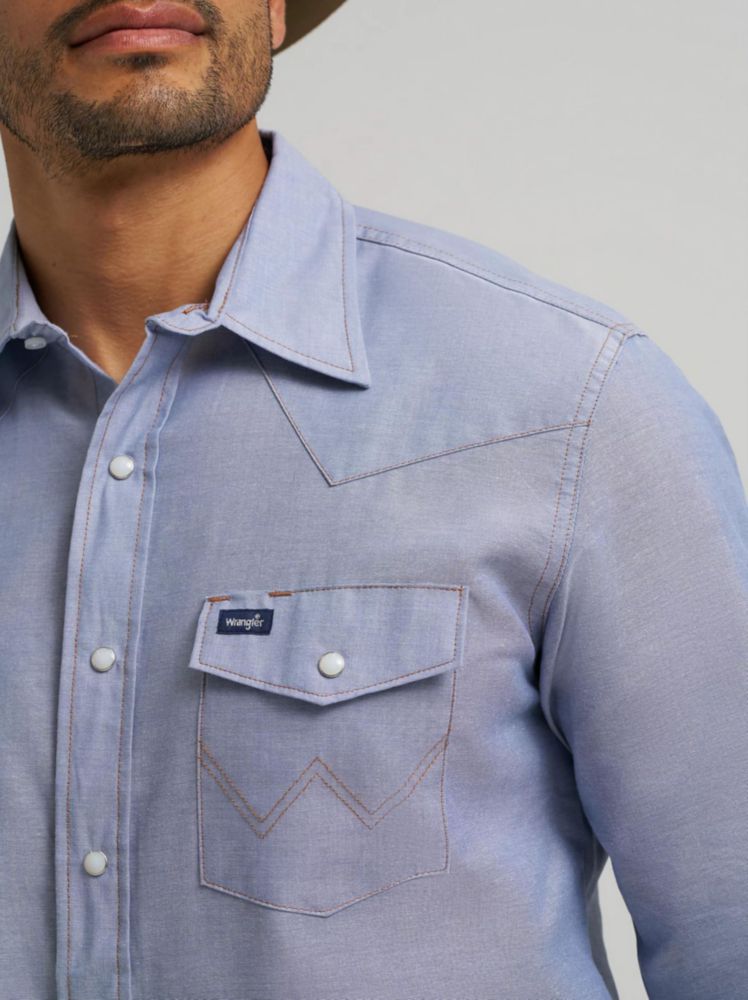 Camisa Wrangler Corte Vaquero XL Chambray Claro