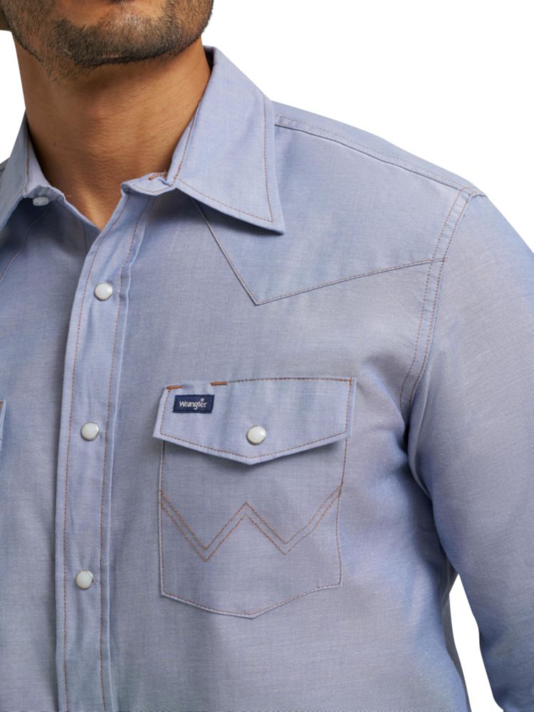 Camisa Wrangler Corte Vaquero XL Chambray Claro
