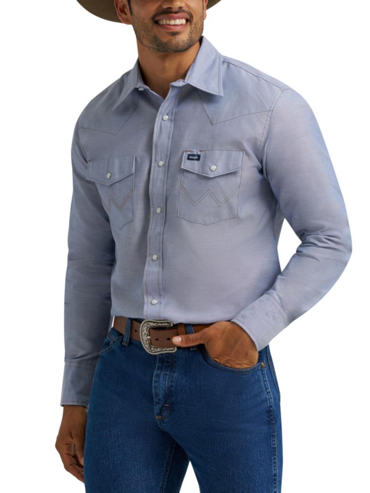 Camisa Wrangler Corte Vaquero XL Chambray Claro