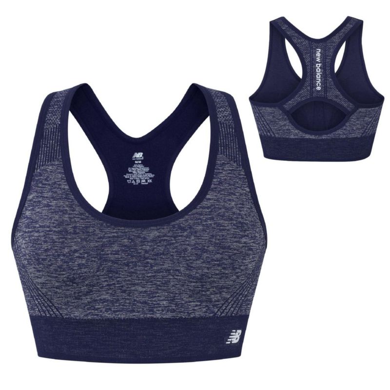 Sujetador deportivo New Balance sin costuras con espalda cruzada gris M