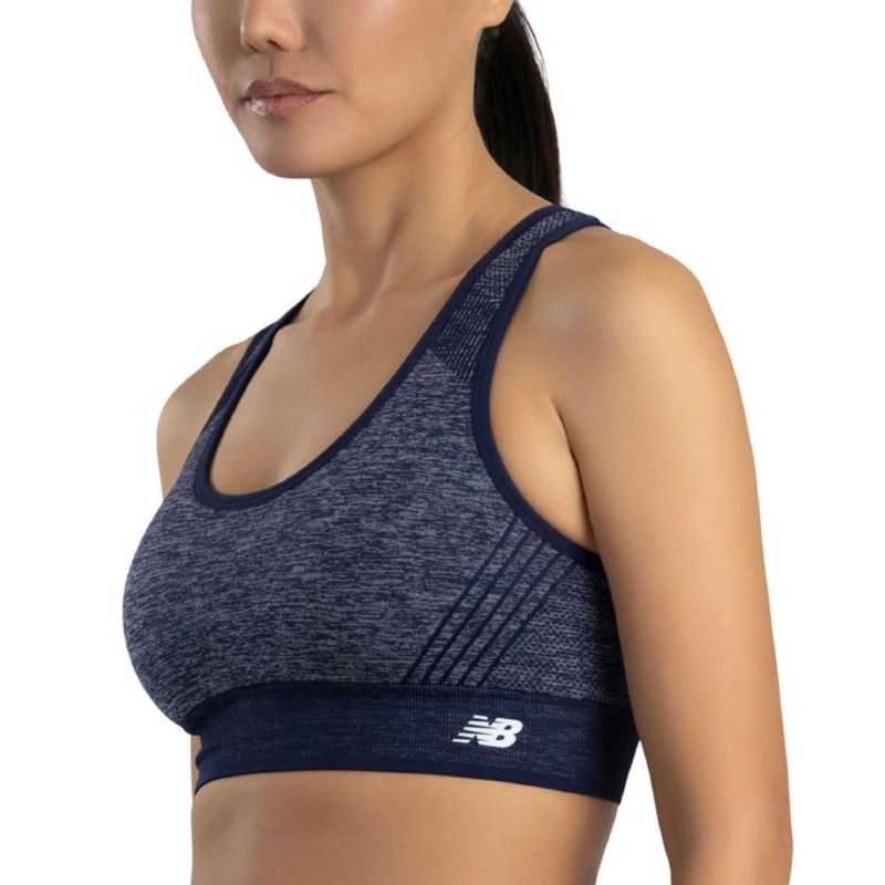 Sujetador deportivo New Balance sin costuras con espalda cruzada gris M