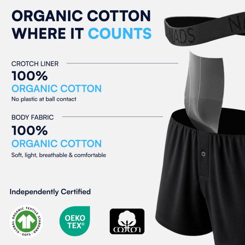 Boxers NADS de algodón orgánico gris pack de 3 talla grande