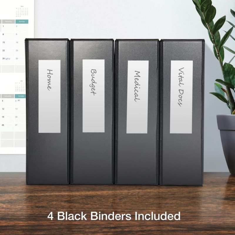 Carpeta de anillas de 3 Oxford 76 cm negra - paquete de 4