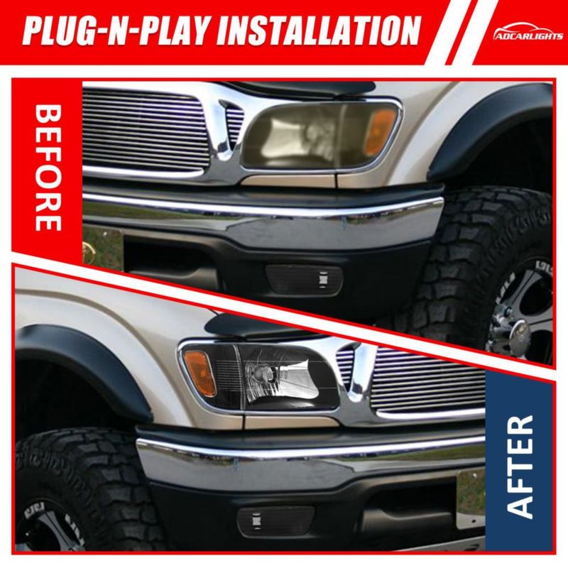 Par de faros ADCARLIGHTS para Toyota Tacoma 2001‑2004 color negro