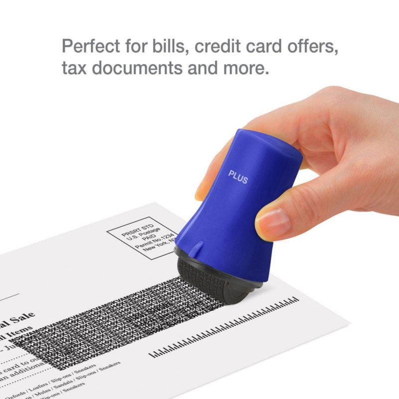 Sello de goma PLUS Guard Your ID Wide de rodillo azul