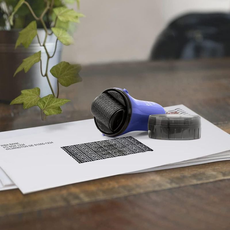 Sello de goma PLUS Guard Your ID Wide de rodillo azul