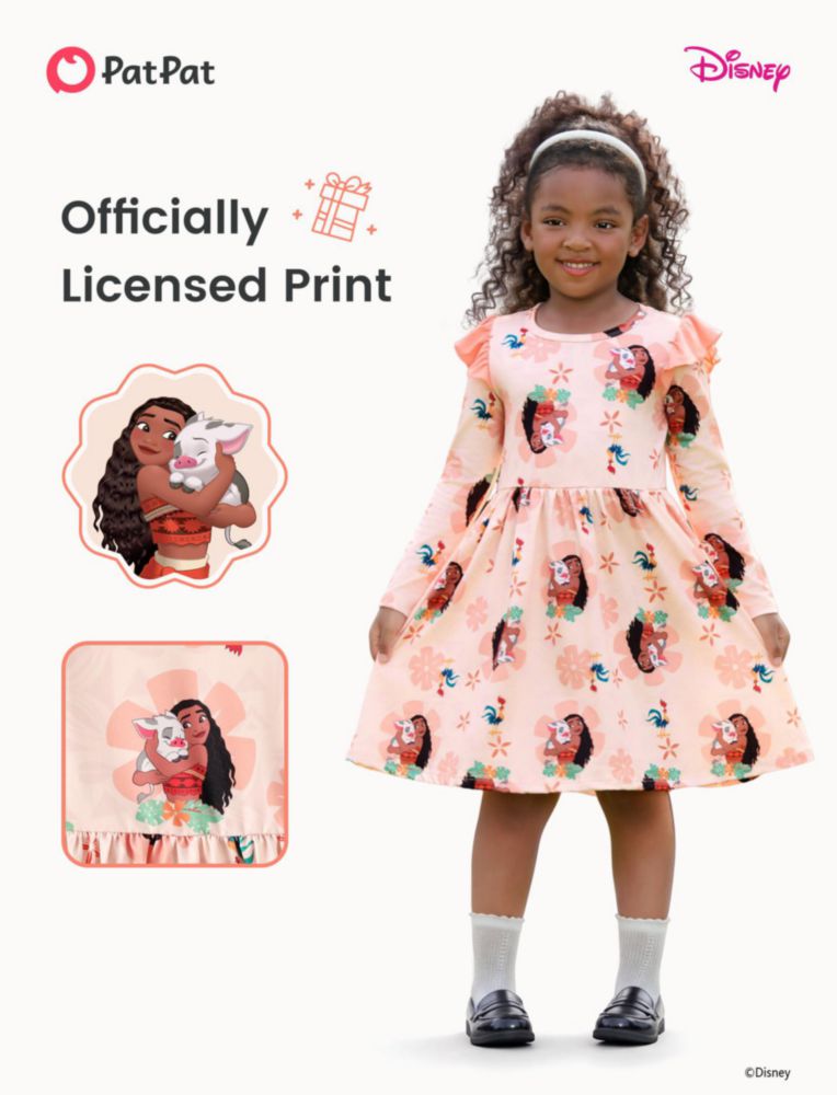 Vestido Disney Moana para Niña Pequeña de Manga Larga 2T