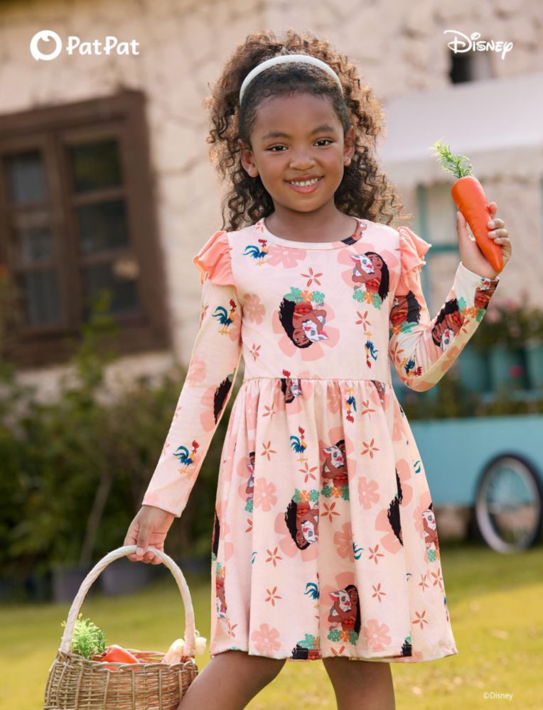 Vestido Disney Moana para Niña Pequeña de Manga Larga 2T