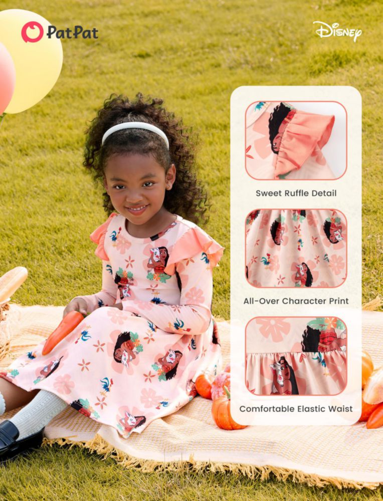 Vestido Disney Moana para Niña Pequeña de Manga Larga 2T
