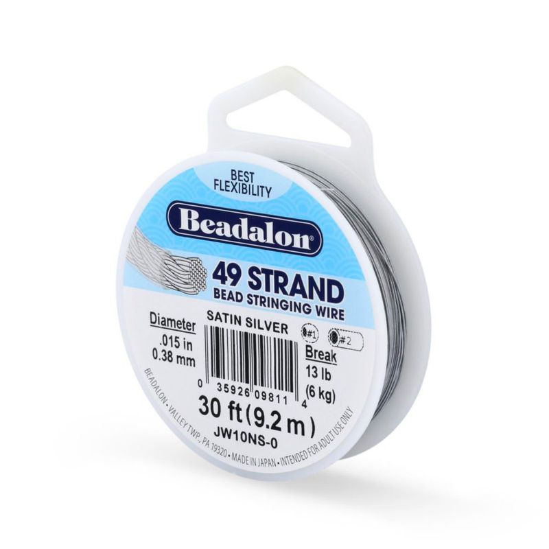Alambre Beadalon 92 m Satín Plateado 038 mm 49 Hilos