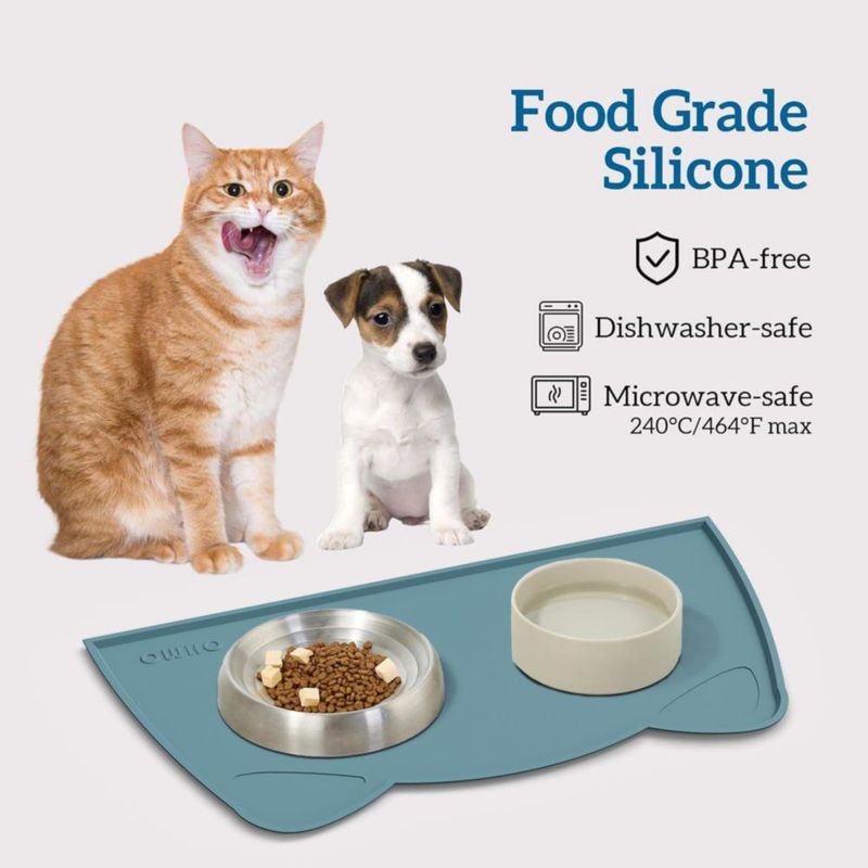 Tapete para comida de gato OHMO 51x30 cm azul claro de silicona