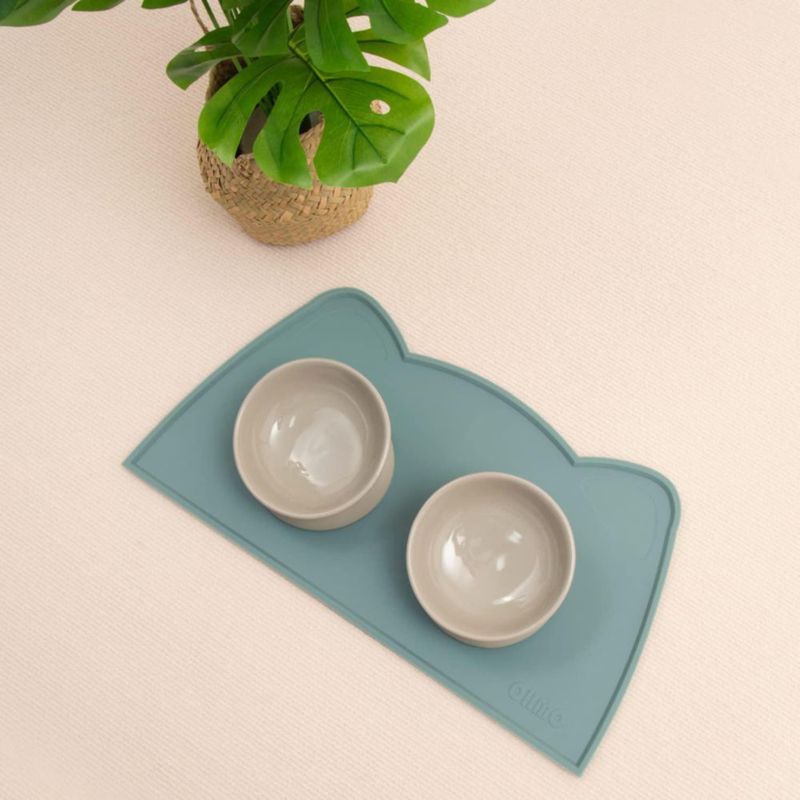 Tapete para comida de gato OHMO 51x30 cm azul claro de silicona