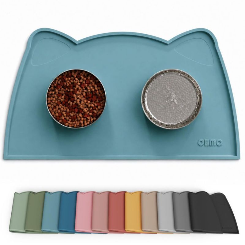 Tapete para comida de gato OHMO 51x30 cm azul claro de silicona