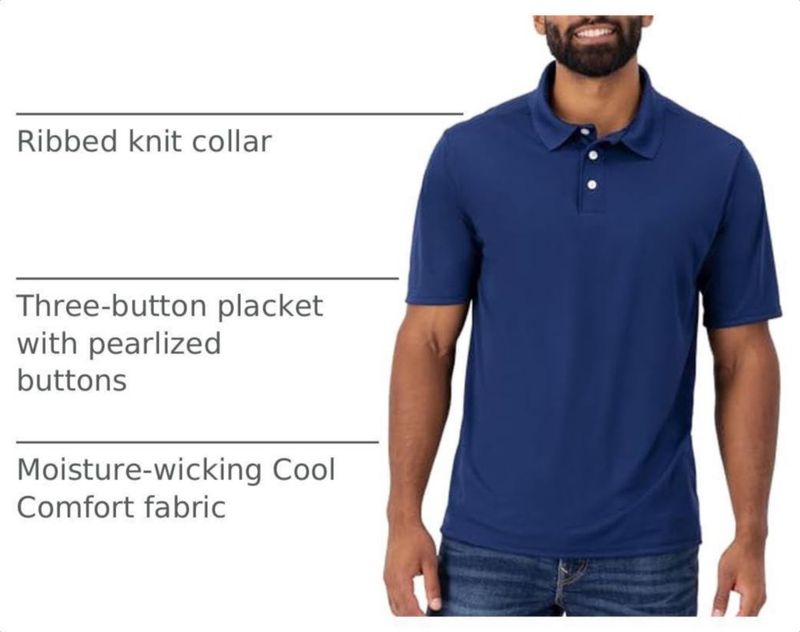 Polo Hanes Sport Hombre Cool Dri Azul Marino Talla Mediana