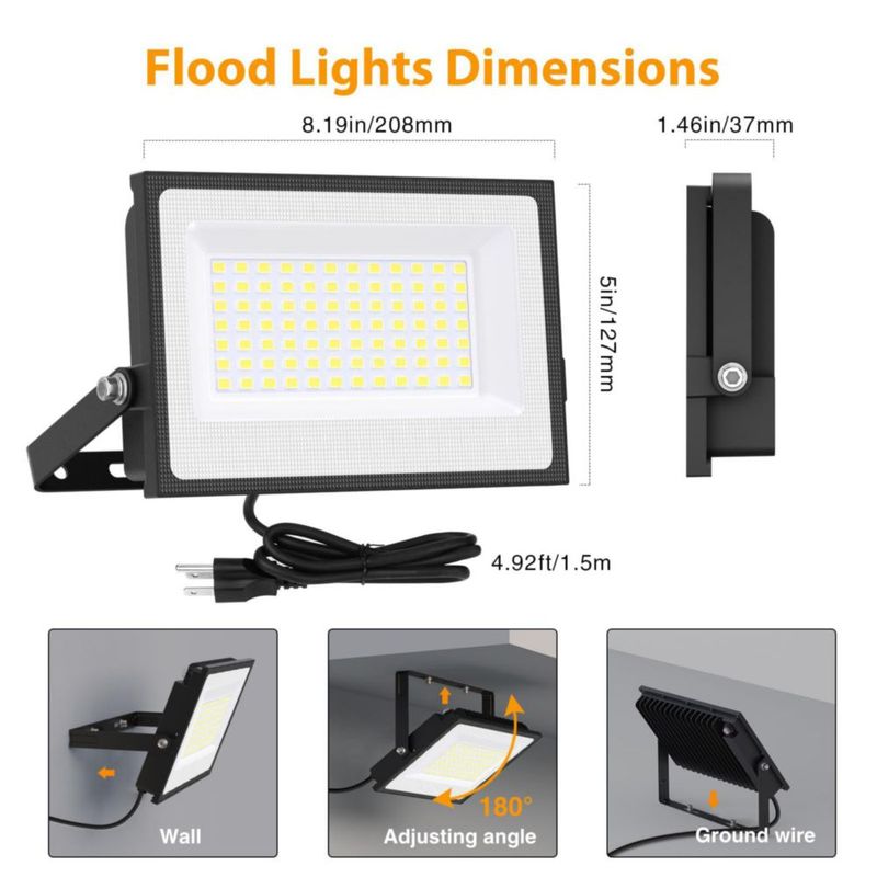 Luminarias LED Onforu 80 W Pack de 4 impermeables IP66