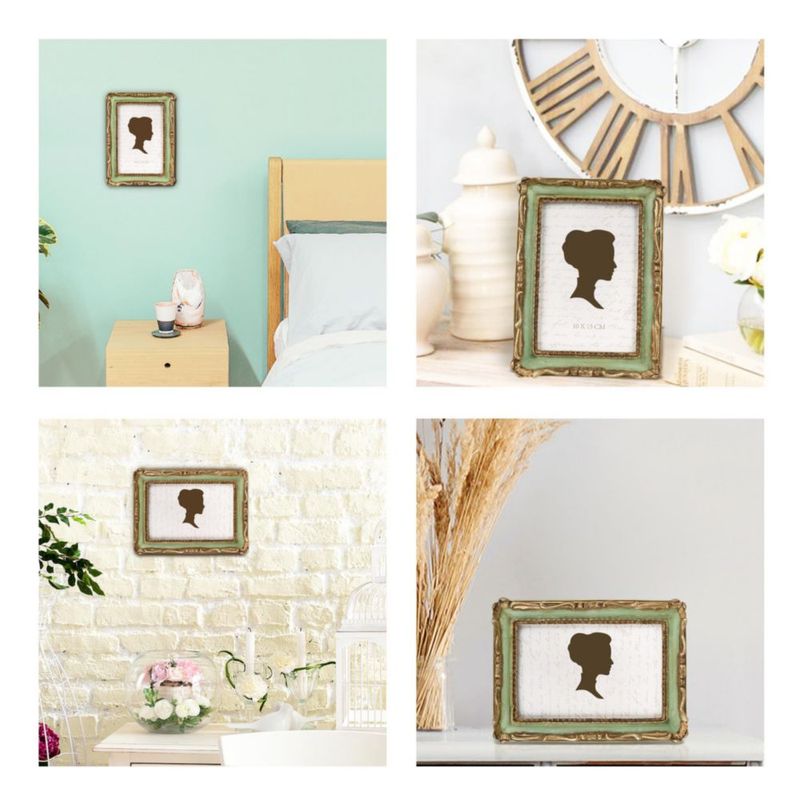 Marco de fotos AELS 15x20 cm dorado y verde vintage