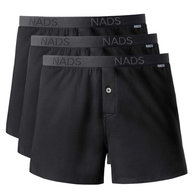 Calzoncillos bóxer NADS Algodón Orgánico Negro - Pack 3 Talla Mediana