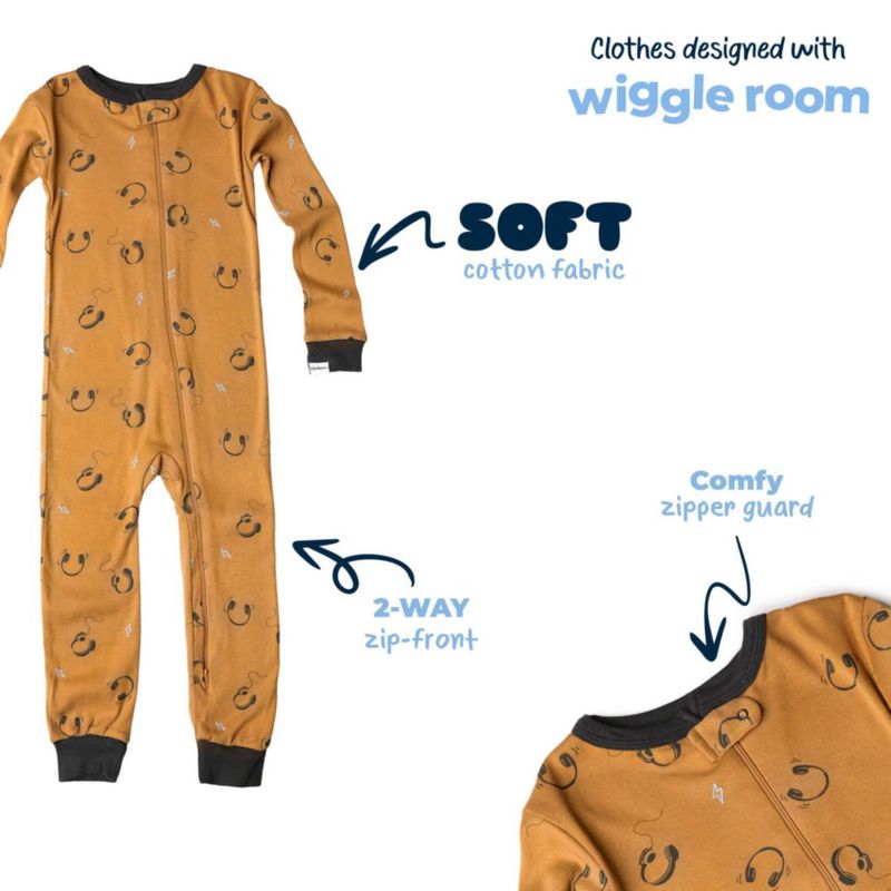 Pijamas Gerber 4T Pack de 3 de algodón sin pies temática musical