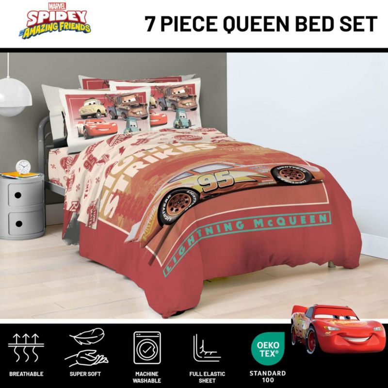 Juego de ropa de cama Jay Franco Cars Queen de 7 piezas rojo