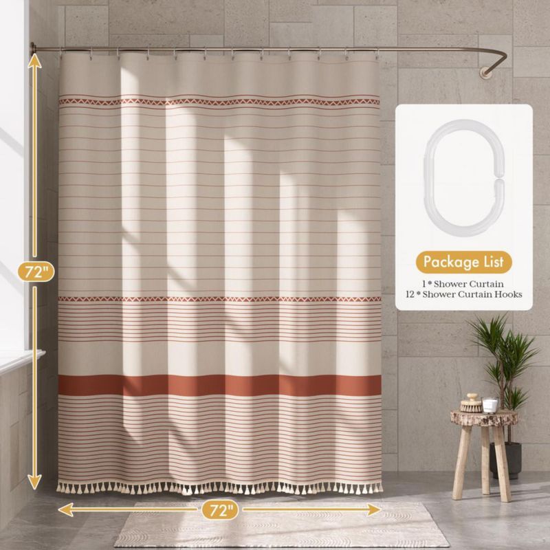 Cortina de Ducha AmazerBath 183 cm con Borlas Terracota