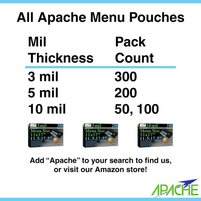 Hojas de laminado Apache 10 mil 11x17 (paquete de 100)
