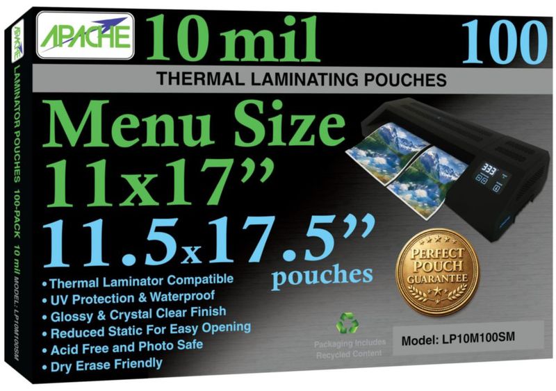 Hojas de laminado Apache 10 mil 11x17 (paquete de 100)