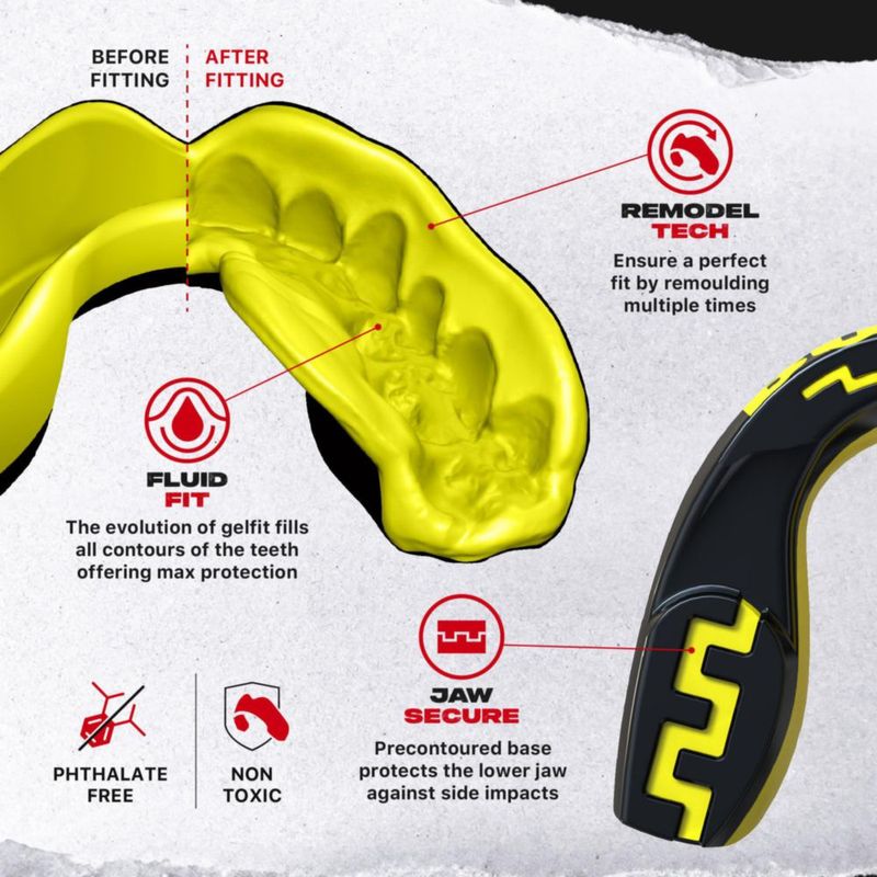 Protector bucal SAFEJAWZ de doble capa para adultos y jóvenes con estuche