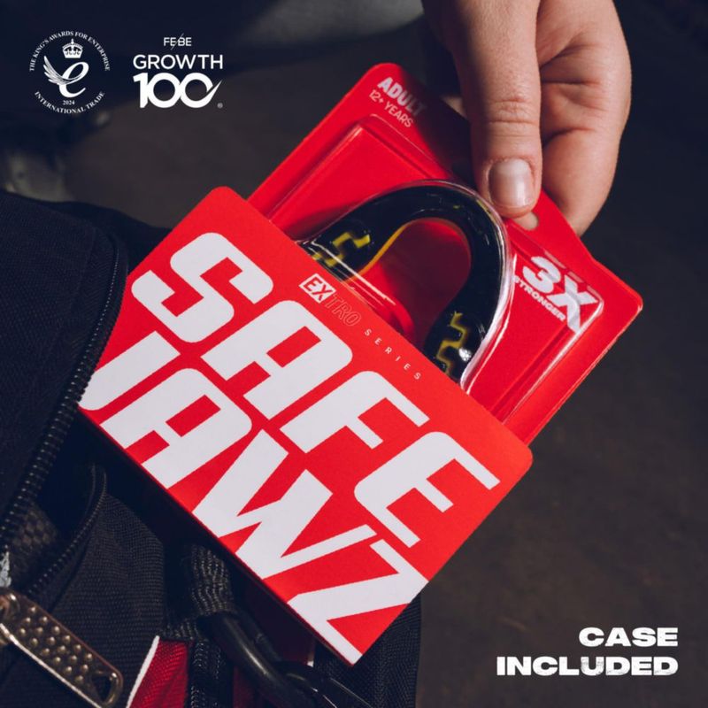 Protector bucal SAFEJAWZ de doble capa para adultos y jóvenes con estuche