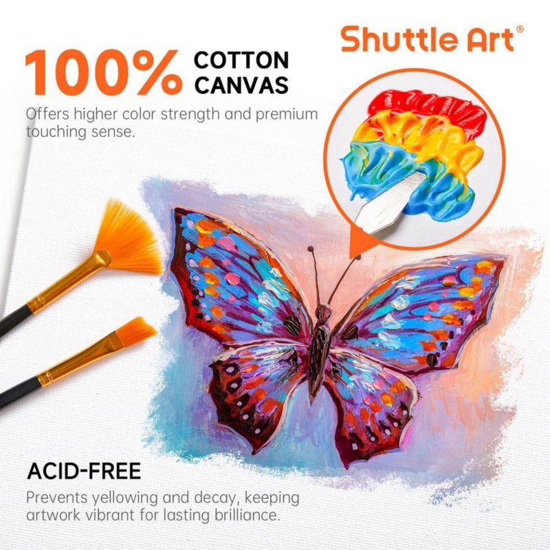 Lienzo de algodón Shuttle Art 15x20 y 20x25 cm – Pack de 36