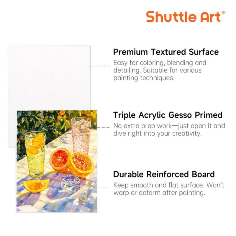 Lienzo de algodón Shuttle Art 15x20 y 20x25 cm – Pack de 36