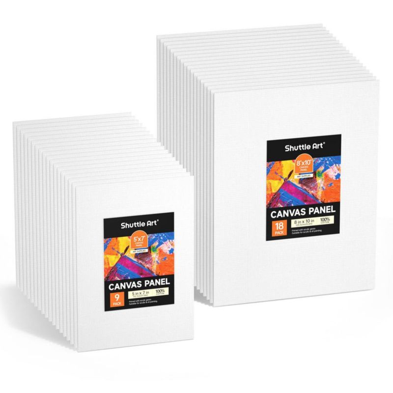 Lienzo de algodón Shuttle Art 15x20 y 20x25 cm – Pack de 36