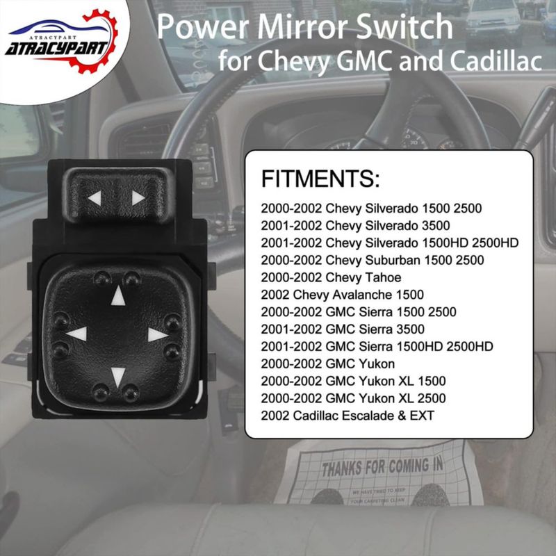 Interruptor de espejo eléctrico ATRACYPART para Chevrolet Silverado Tahoe y GMC
