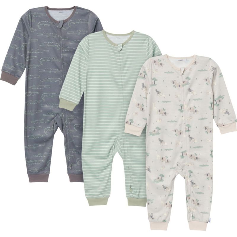 Pijamas Gerber 2T sin pies estilo jungla – Pack de 3