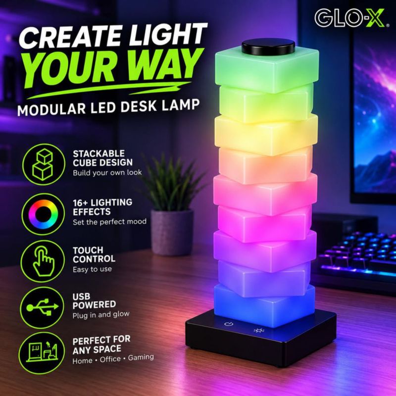 Lámpara Modular RGB GLO‑X con Control Táctil para Gaming