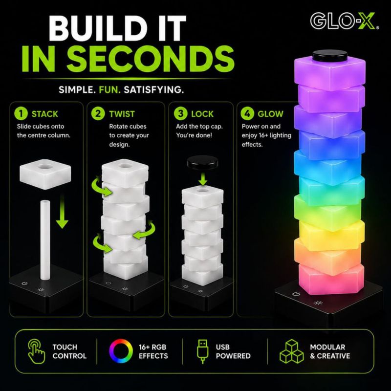 Lámpara Modular RGB GLO‑X con Control Táctil para Gaming