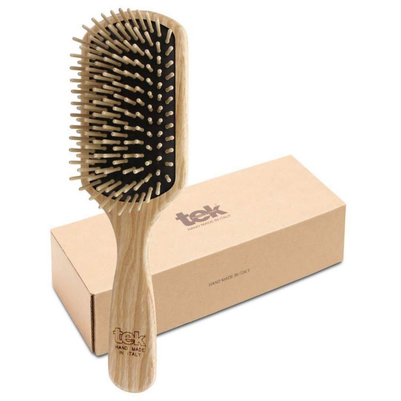 Cepillo de pelo TEK 22 × 6 cm de madera dientes cortos y redondeados