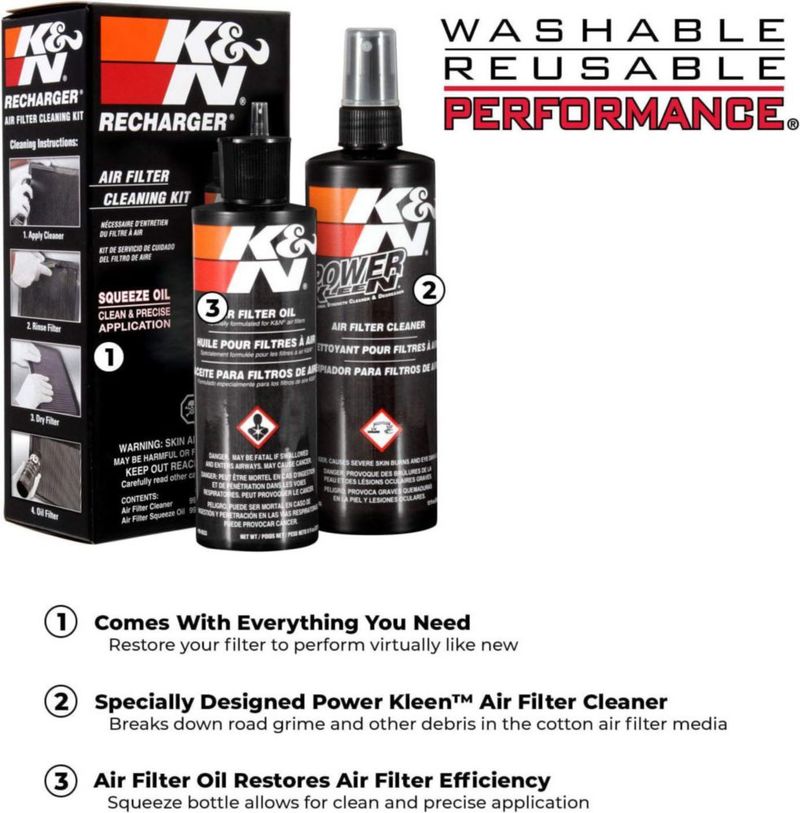 Kit de Limpieza de Filtro de Aire K&N y Aceite 99-5050BK