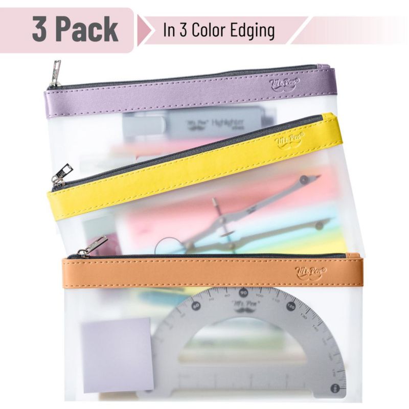 Estuche transparente para lápices Mr. Pen 22 × 11 cm pack de 3 material TPU