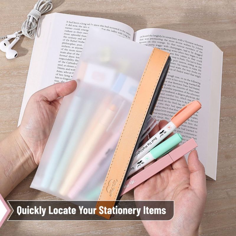 Estuche transparente para lápices Mr. Pen 22 × 11 cm pack de 3 material TPU