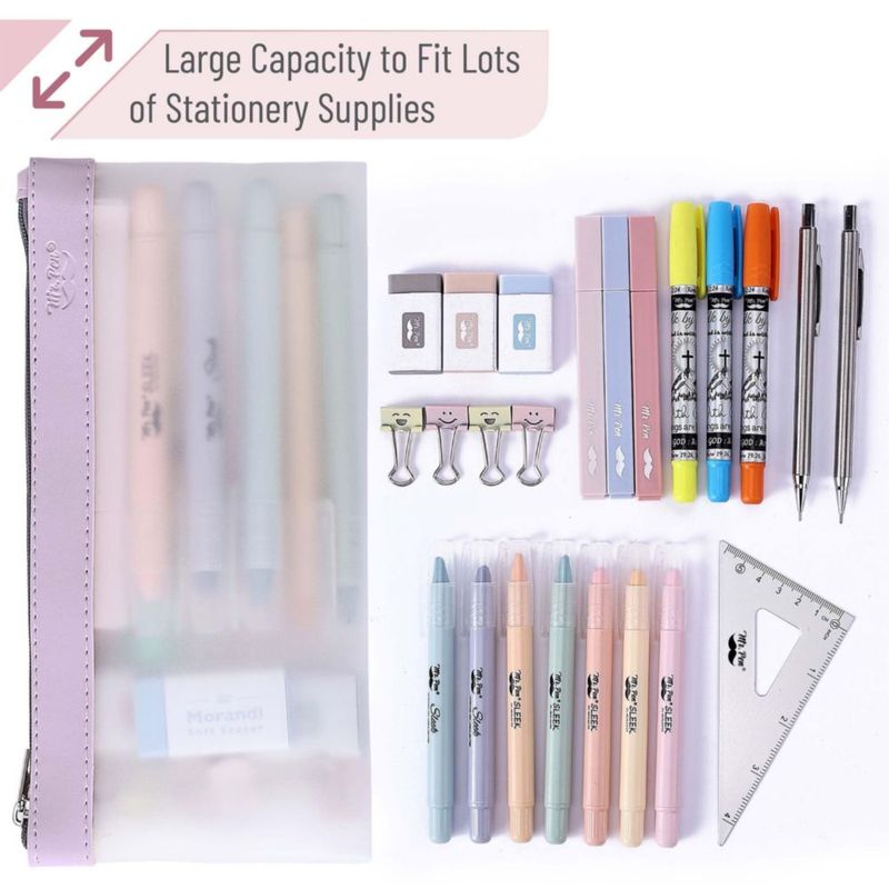 Estuche transparente para lápices Mr. Pen 22 × 11 cm pack de 3 material TPU